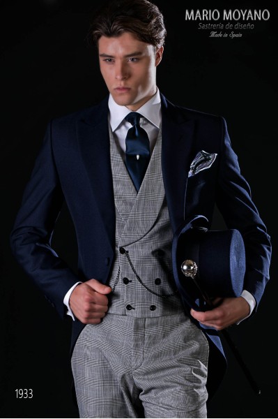 Bespoke blue pure wool wedding morning suit model 1933 Mario Moyano