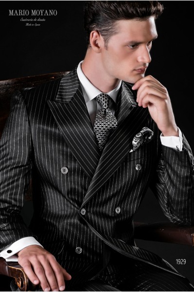 Bespoke double breasted black pinstripe suit 1929 Mario Moyano
