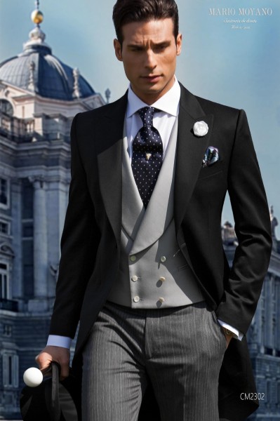 Bespoke black pure wool morning suit model CM2302 Mario Moyano