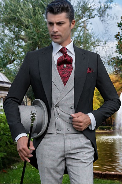 Bespoke black pure wool morning suit model 2348 Mario Moyano