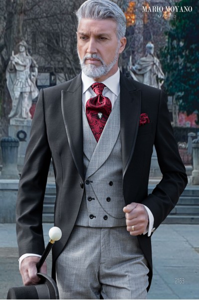 Bespoke black morning suit with Prince of Wales checked trousers, model 2153 Mario Moyano
