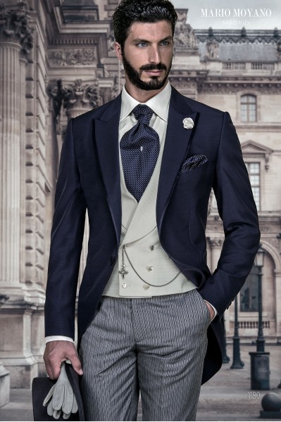 Bespoke blue morning suit with pinstripe trousers, model 1190 Mario Moyano