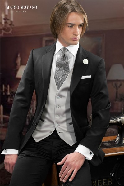 Black pure wool men wedding suit model 336 Mario Moyano