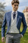 Bespoke blue pure wool wedding morning suit model 1712 Mario Moyano