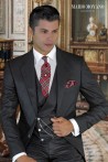 Costume de mariage sur mesure en pure laine noir à fines rayures modèle 2387 Mario Moyano