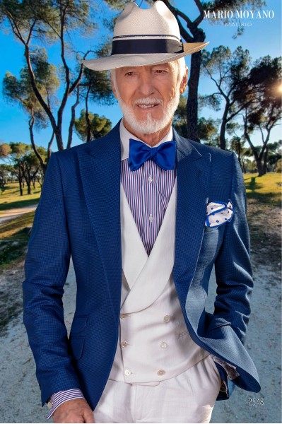 Bespoke blue pure wool wedding suit model 2548 Mario Moyano