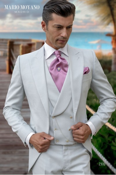 Costume de marié Prince de Galles gris perle sur mesure 2300 Mario Moyano