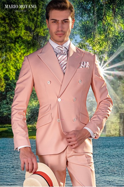 Modern pink double-breasted bespoke suit 2504 Mario Moyano
