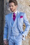 Costume de mariage en coton bleu clair sur mesure modèle 2211 Mario Moyano