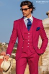 Bespoke fuchsia men wedding suit cotton pique 1450 Mario Moyano