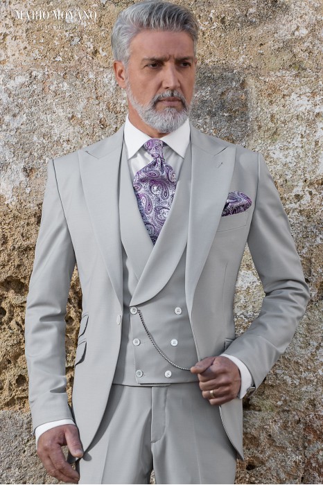 Light gray dapper wedding suit made to measure 2215 Mario Moyano