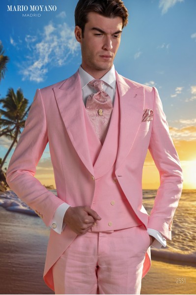 Pink linen wedding morning suit made to measure slim fit 2551 Mario Moyano