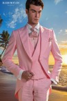 Hochzeits-Cutaway aus rosa Leinen nach Maß Slim Fit 2551 Mario Moyano