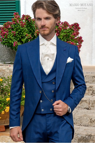 Royal blue prince of Wales check groom morning suit 2759 Mario Moyano