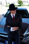 Bespoke double breasted black pinstripe suit 2709 Mario Moyano
