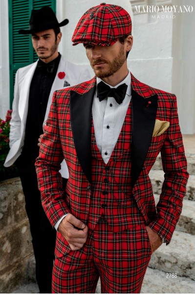 Costume de marié tartan rouge moderne "Royal Stewart" 2788 Mario Moyano