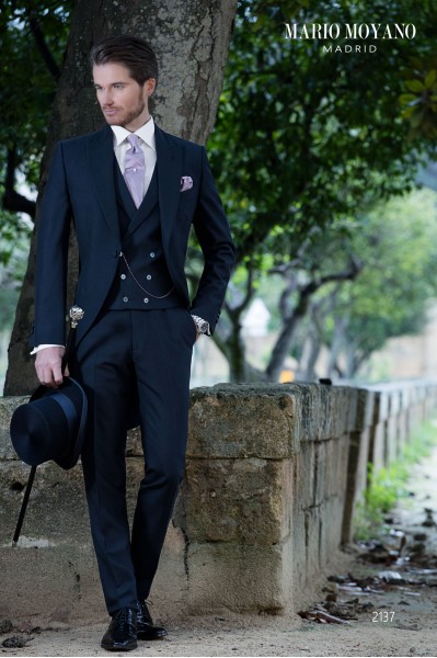 Bespoke blue pure wool wedding morning suit model 2137 Mario Moyano
