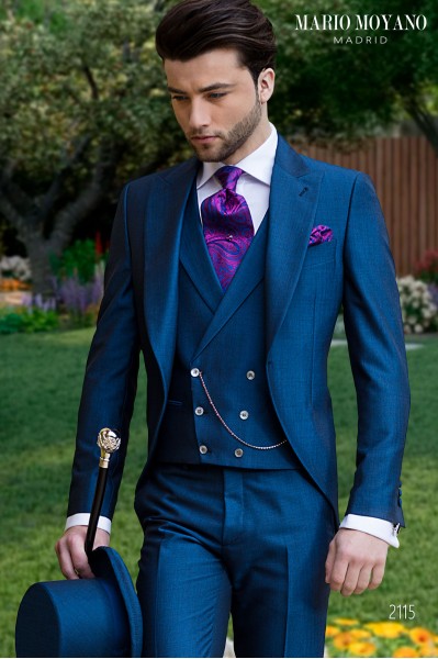 Tailored blue morning suit for unique weddings model 2115 Mario Moyano