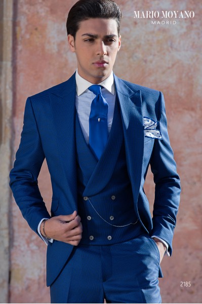 Hochzeitsanzug in königsblauem Hahnentritt-Muster 2185 Mario Moyano