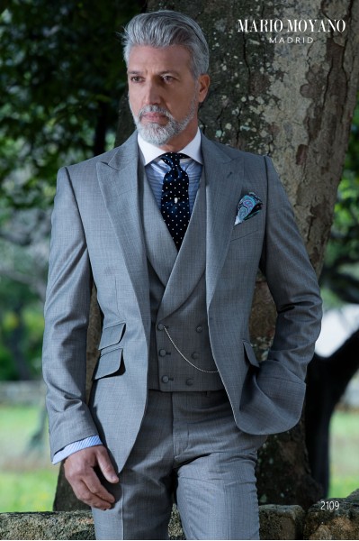 Grey wedding suit fil a fil pure wool model 2109 Mario Moyano
