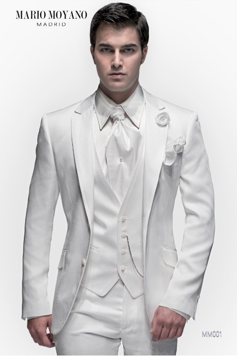 Bespoke white damier fabric men wedding suit model MM001 Mario Moyano