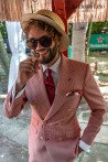 Bespoke red houndstooth double-breasted suit model 2716 Mario Moyano