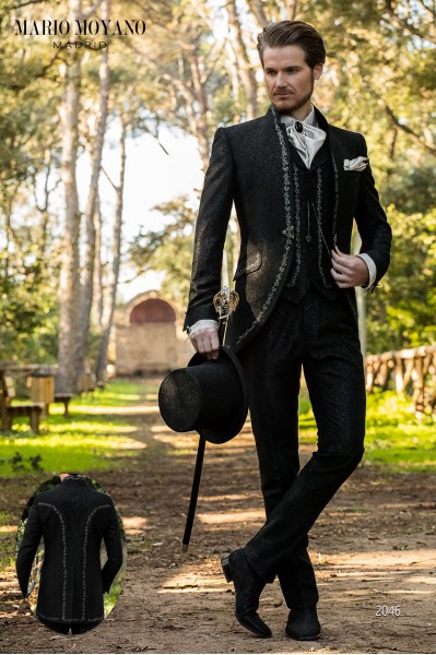 Luxury wedding suit, mandarin collar impeccable craftshipman gothic suit