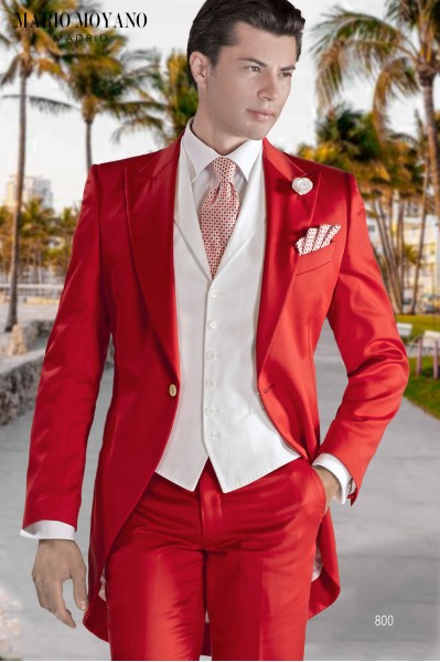 Jaquette en coton rouge sur mesure modèle moderne 800 Mario Moyano