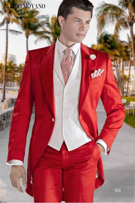Red cotton morning suit made to measure modern model 800 Mario Moyano