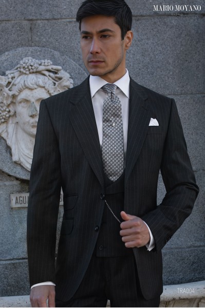 Bespoke grey pinstripe wedding suit TRA004 Mario Moyano