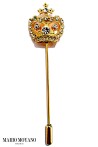 Golden crown pin with crystal rhinestones