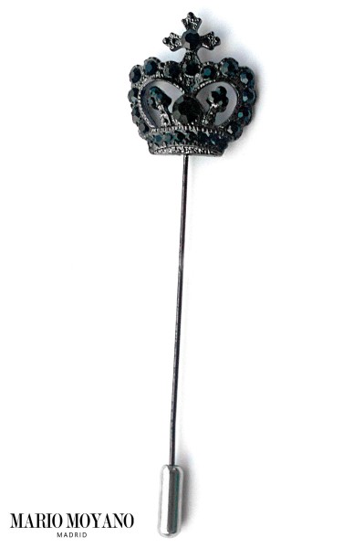 Black crown pin with black crystal rhinestones