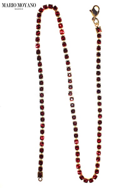 Catenina dorata con cristalli strass rossi
