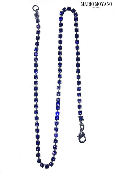 Silver chain with blue crystal rhinestones