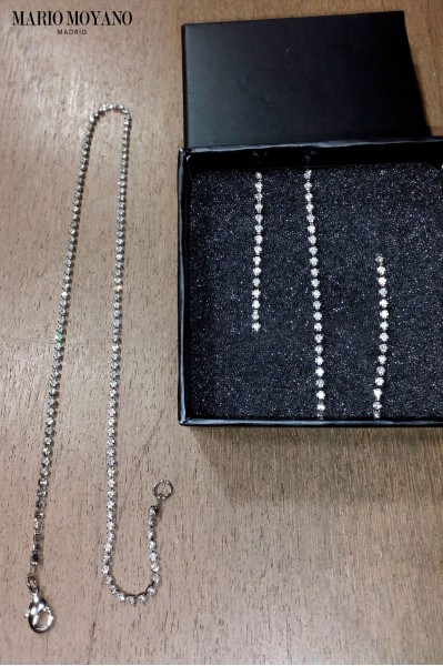 Silver chain with crystal rhinestones