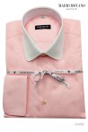 Camisa de ceremonia de algodón rosa con cuello Club blanco CAM002 de Mario Moyano