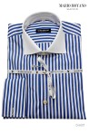 Classic Blue Striped Cotton Shirt CAM007 Mario Moyano