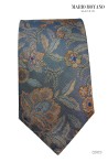 Cravatta grigia con fazzoletto, in pura seta con motivo floreale COR010 Mario Moyano