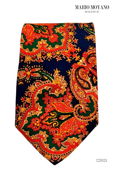 Krawatte mit Taschentuch, aus reiner Mitternachtsblau Kaschmirseide COR003 Mario Moyano