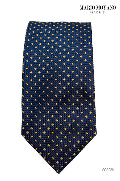 Blaue Krawatte mit gelben geometrischen Mustern COR026 Mario Moyano