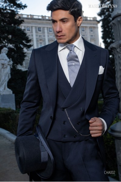 Custom made Navy Blue morning suit luxury wedding CHA002 Mario Moyano