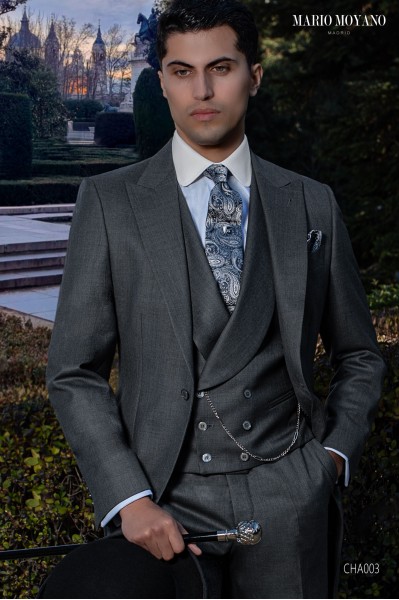 Custom made Grey fil a fil morning suit luxury wedding CHA003 Mario Moyano