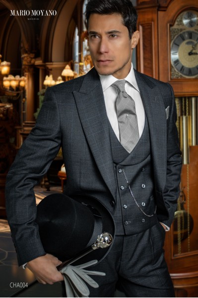 Custom made Grey check morning suit luxury wedding CHA004 Mario Moyano