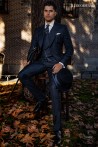 Custom made Blue herringbone morning suit luxury wedding CHA007 Mario Moyano