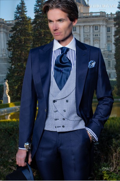 Custom made Blue morning suit luxury wedding CHA011 Mario Moyano