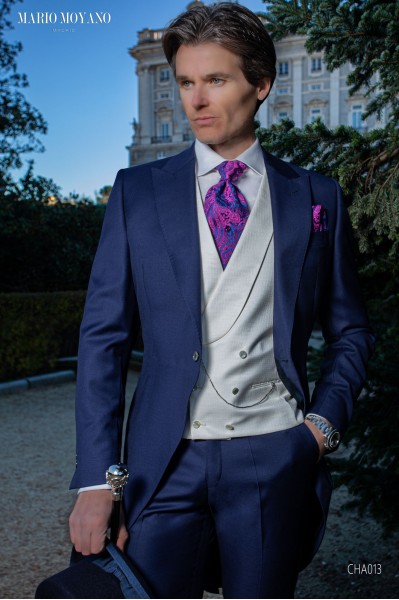 Tailor made Blue morning suit classy wedding CHA013 Mario Moyano