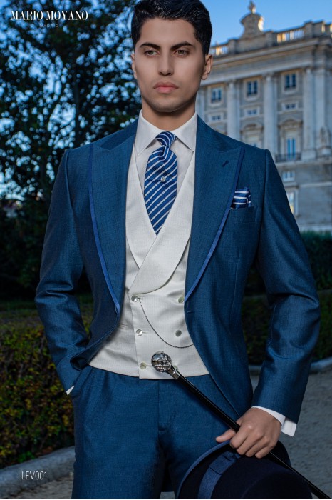 Custom made Blue frock coat luxury wedding LEV001 Mario Moyano