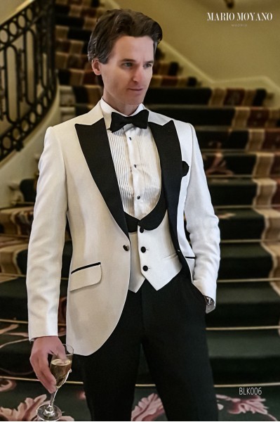 White tuxedo with contrasting black lapel BLK006 Mario Moyano