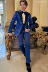 Groom's Tuxedo in Blue Silk Shantung BLZ013 Mario Moyano